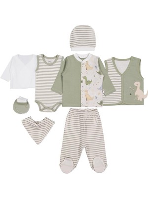Civil Baby Dino Baskılı 8 Li  Zıbın Setleri - Yeşil 0-1 Ay