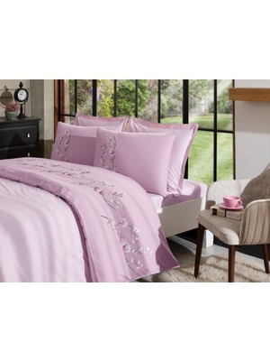 Özdilek Akfil Boutique -Florest Pembe- Çift Kişilik Nevresim Takımı (4 Yastık Kılıflı)