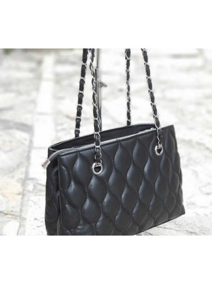 Farbag Damla Desen Suni Deri Nakışlı Kadın El ve Omuz Çantası