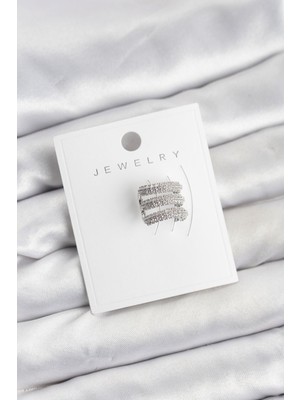 Clariss Pirinç Gümüş Renk Zirkon Taşlı Earcuff Kıkırdak Küpe