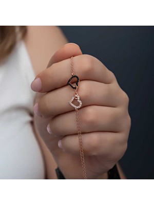 Blackcraft 925 Ayar Gümüş Rose Kalpli Sonsuzluk Kadın Bileklik
