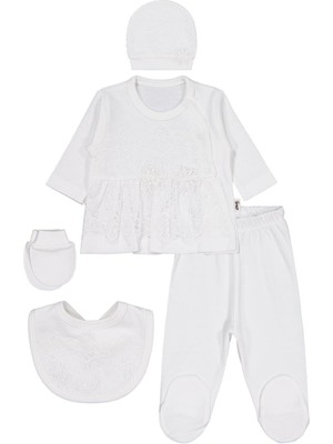 Civil Baby Fırfır Tüllü  Zıbın Takımları - Ekru 0-1 Ay