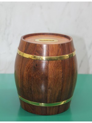 Ttt Pirinç Ahşap Fıçı Kumbara