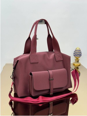 Farbag Kadın Büyük Boy Cepli Salaş Saten El ve Omuz Çantası