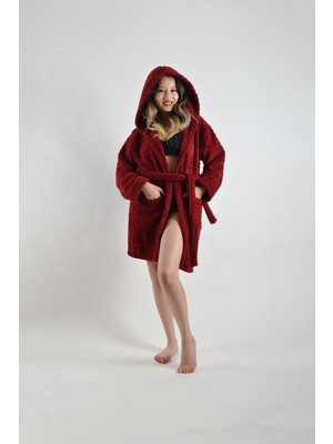 Caspara Wellsoft Premium Kapüşonlu Şapkalı Kadın Bornoz / Sabahlık - Ultra Soft , Sıcak ve Yumuşak