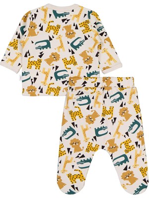 Civil Baby Hayvanlar Empirme 3lü  Zıbın Takımları - Bej 0-1 Ay