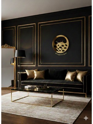 As Tasarım Lazer Nova Modern Duvar Saati Dekorasyon 45 cm Gold