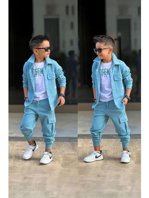 Miniğimin Cicileri Legends Ceketli Erkek Çocuk 3 Lü Takım - Buz Mavisi