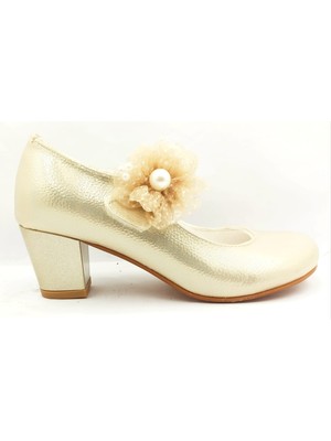 Mini Women Altın Kız Çocuk Topuklu Abiye Ayakkabı