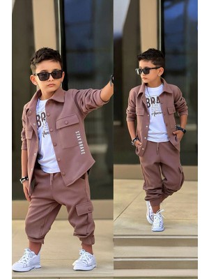 Miniğimin Cicileri Stay Brave Baskılı Waffl 3 Lü Erkek Çocuk Takım - Kahverengi