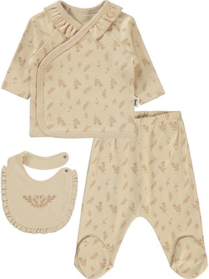 Civil Baby Kabartmalı Yaprak Empirme Zıbın Takımları - Fil Dişi 0-1 Ay