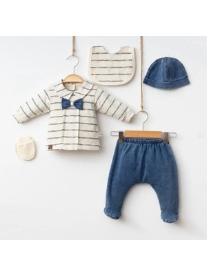 Butik Erkek Bebek %100 Pamuklu Alt - Üst 5'li Hastane Çıkışı Yeni Doğan Set