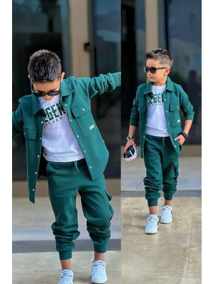 Miniğimin Cicileri Legends Ceketli Erkek Çocuk 3 Lü Takım - Yeşil