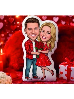 Pandart Sevgililer Gününe Özel Minik Sevgilim Fotoğraflı Şekilli Yastık