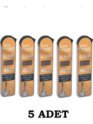 Serve Deep 5 Adet Mekanik Kalem Uç 03 mm Hb 48'li Tüp Hardal Sarı
