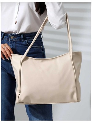 Farbag Kadın Geniş Hacimli Büyük Boy Yumuşak Derili Keten Iş-Okul Çantası