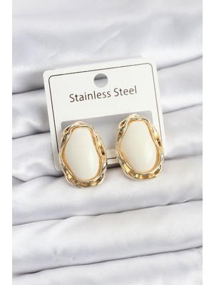 Clariss Beyaz Damla Model Pirinç Vintage Kadın Küpe