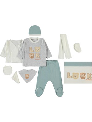 Civil Baby Look Hayvanlar Nakışlı  Zıbın Setleri - Mavi 0-1 Ay
