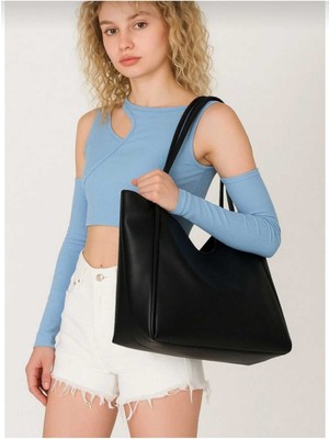 Farbag Kadın Geniş Hacimli Büyük Boy Yumuşak Derili Keten Iş-Okul Çantası