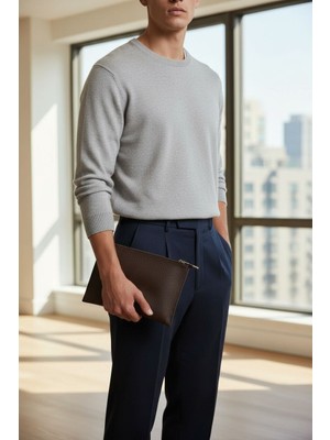 Plush Studio İstanbul Noır Case Deri Clutch El Çantası | Şık, Minimal & Zamansız Tasarım 22x16cm