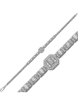 Blackcraft Gümüş Baget Taşlı Su Yolu Bileklik