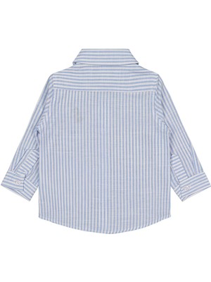 Civil Baby Dinozor Nakışlı Çizgili 6-18 Ay Gömlek - Mavi 12-18 Ay