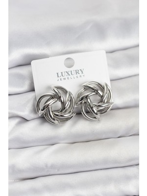 Clariss Gümüş Renk Pirinç Keskin Sarmal Model Kadın Küpe