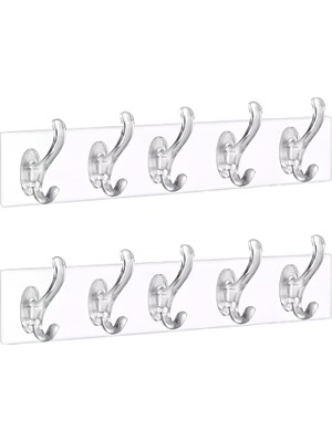 2 Adet 5 Li Kendinden Yapışkanlı Plastik Şeffaf Askı MIT1013