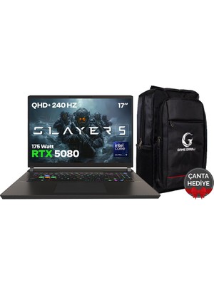 Game Garaj Slayer5 9XL-5080 C1 Intel Ultra 9 275HX 32GB Ram 1tb SSD RTX5080 17" Qhd+ IPS 240Hz Freedos Gaming Laptop