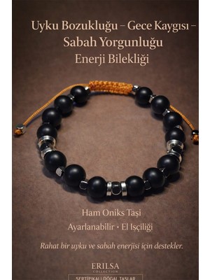 Tesbih Atölyesi Sertifikalı Turuncu Uyku Denge Enerji Bilekliği – Ham Oniks Terahertz Taşı Ayarlanabilir El İşçiliği