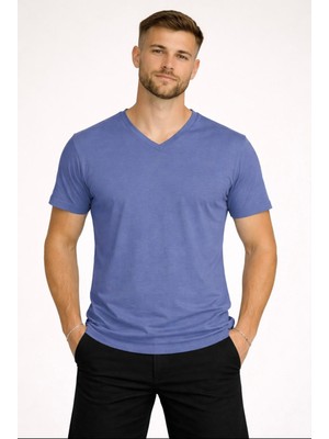 Axxel Erkek Soft Indigo V Yaka Kısa KOLLU-D804