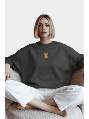 Muhtar Store Kadın Yeşil Rahat Kesim Sweatshırt | Dtf Baskılı Bisiklet Yaka