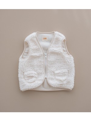 Lollie Teddy Peluş Çocuk Bebek Yelek - Krem