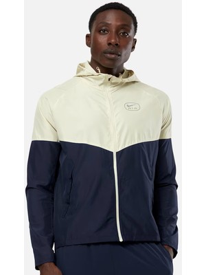 Nike Air Water Repellent Packable Hoodie Jacket Erkek Kapüşonlu Çanta Olabilen Suitici Spor Ceket Lacivert
