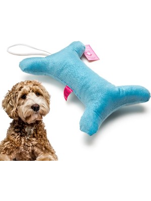 Kemik Peluş Köpek Oyuncağı Çekiştirmeli Diş Kaşıma Diş Sağlığı Büyük Kemik (Mavi)