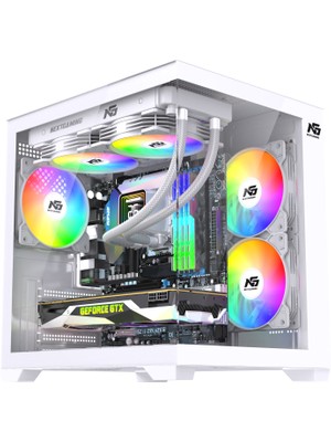 Next Gaming Orion Cube 5x Tuştan Değişen RGB Fanlı M-Atx Boş Bilgisayar Kasası Beyaz USB 3.0 Girişi ile