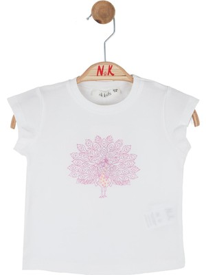 Nk Kız Bebek Tavus Kuşu Tshirt 1-4 Yaş Ekru-Lila