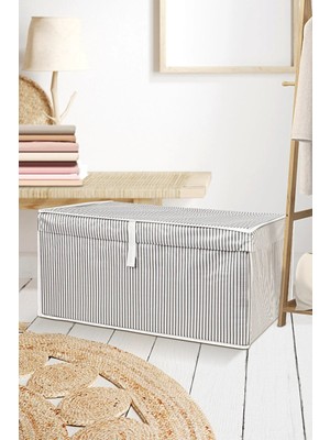 Meleni Home 4'lü Set Kapaklı Çok Amaçlı Hurç Saklama Kutusu Organizer Mega 60 x 40 x 30 cm Gri