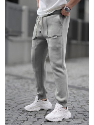 Madmext Boyalı Gri Kargo Cep Basic Eşofman Altı 6527