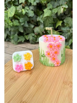 Beş Yapraklı Yonca Çiçek Dörtlü Mum Kalıbı (Silikon)