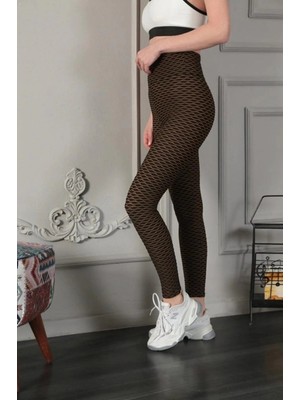 Alfanora Kadın Yüksek Bel  Toparlayıcı Likralı Büzgülü Tayt - Sarı