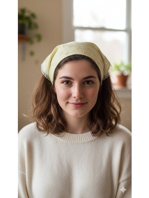 Mufin Collection Bağcıklı Dantel Fisto Bandana |  El Yapımı