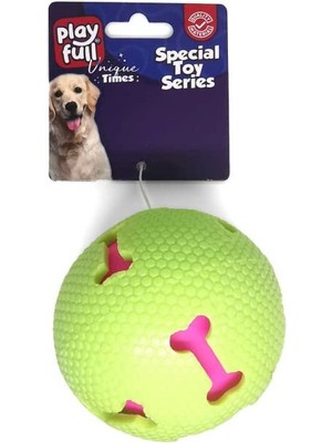 PF-4002-PLAYFULL Öten Kemik Desenli Plastik Top Köpek Oyuncağı 7,5 cm