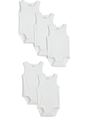 %100 Organik Pamuk 5li Beyaz Atlet Bebek Body