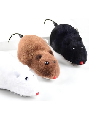 Kurmalı Kedi Oyuncağı – Tüylü Peluş Hareketli Fare, Eğlenceli ve Interaktif Kedi Eğitim Oyuncağı, Re