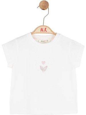 Nk Kız Bebek Leaf Tshirt 1-4 Yaş Ekru-Gülkurusu
