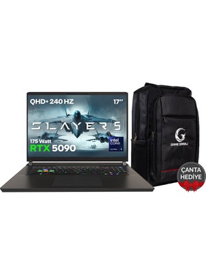 Game Garaj Slayer5 9XL-5090 C2 Intel Ultra 9 275HX 32GB Ram 2tb SSD RTX5090 17" Qhd+ IPS 240Hz Freedos Gaming Laptop