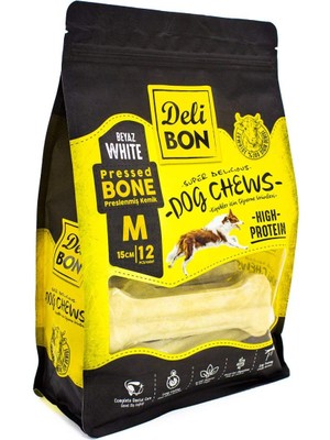 Doggie Pres Kemik, M Boy, Beyaz, 15CM x 12ADET