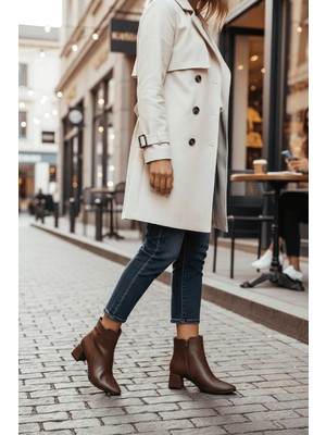 Divolya Timma Kahverengi ( 5 cm Topuklu ) Günlük Kullanım Kadın Botu