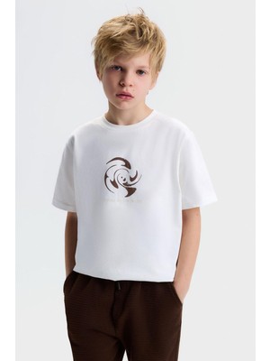 Nk Erkek Çocuk Circle Tshirt 8-14 Yaş Ekru-Kahve